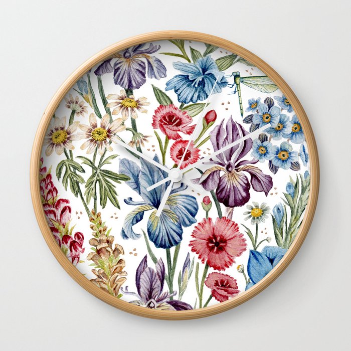 Wildflowers & Insects Wall Clock
