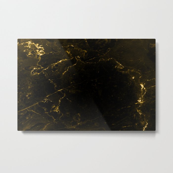 Black Gold Marble Metal Print