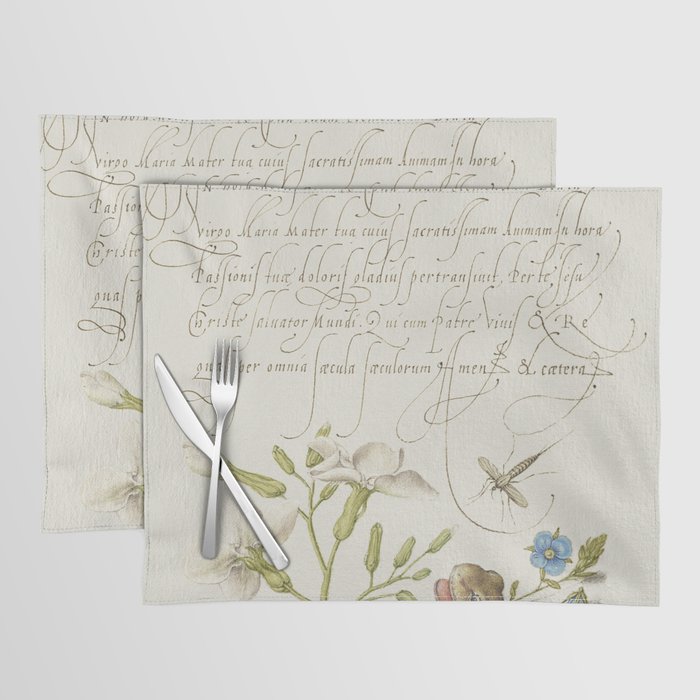 Lemon and frog vintage calligraphic art Placemat