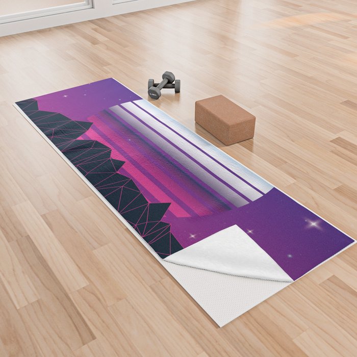 80s vaporwave sunset Yoga Towel