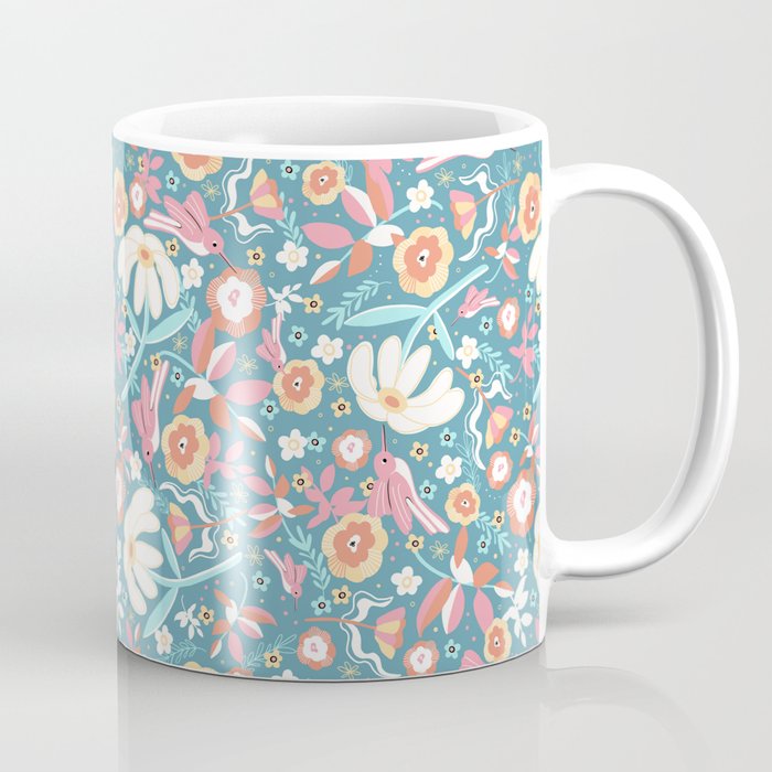 Hummingbird Floral Multi Coffee Mug