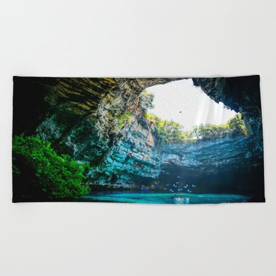 Sea Cave in Greece Beach Towel