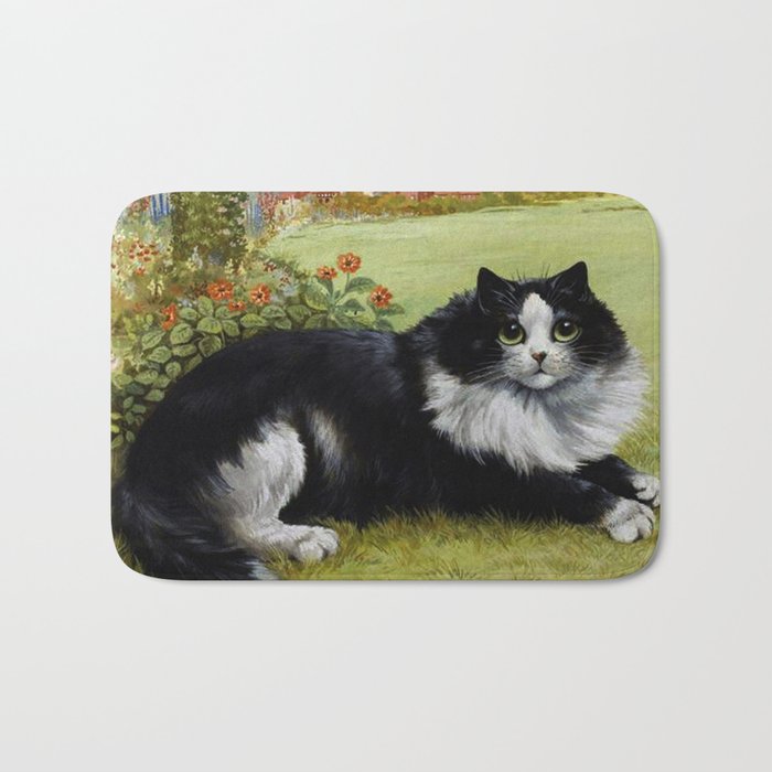 Black White Kitty Louis Wain Cats Bath Mat By Digitaleffects