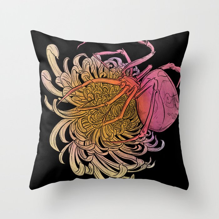 Chrysanthemum & Spider Throw Pillow