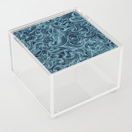 Japanese Waves Pattern - Blue and Dark Blue Acrylic Box