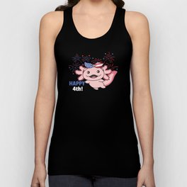 Happy 4th Cute Axolotl With Fireworks America Unisex Tank Top