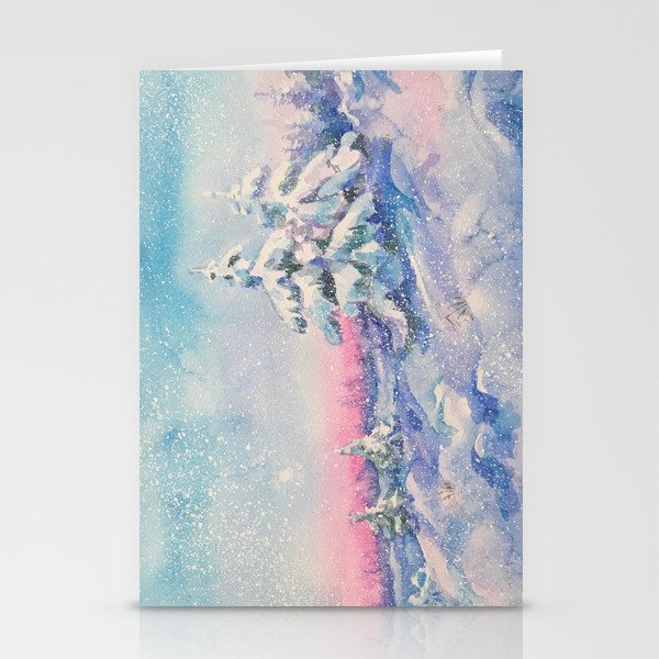 Snowy Sunset in the Winter Forest Stationery Cards