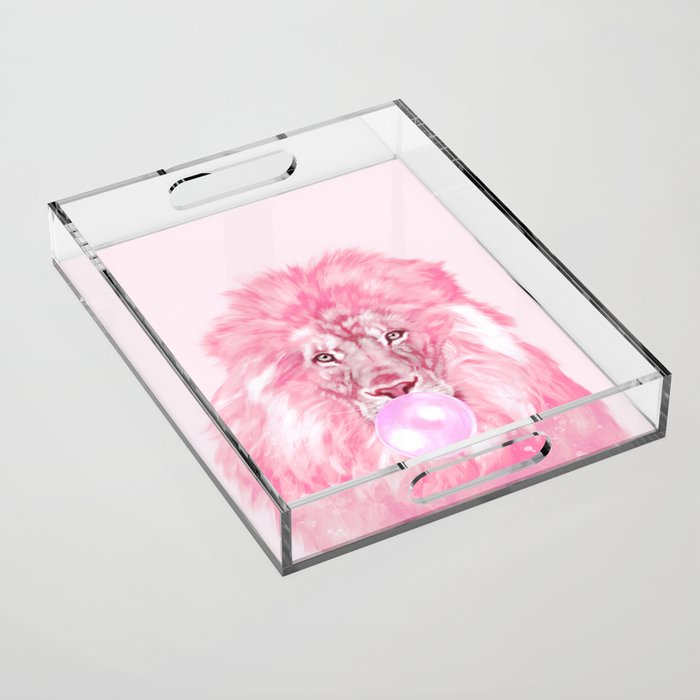 Lion Chewing Bubble Gum in Pink Acrylic Tray