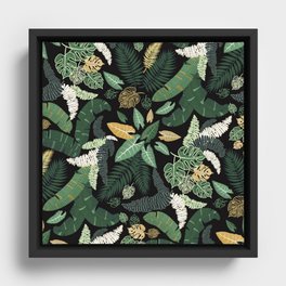 tropical lush garden leaf bed seamless vector pattern Framed Canvas