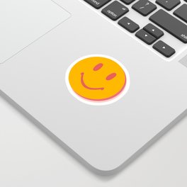 70s retro yellow smile face illustration  Sticker | Positive, Peace, Face, Groovy, Cute, Curated, Pop Art, Retro, 60S, Happy 