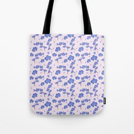 Blue Pink Orchid Floral Pattern Tote Bag