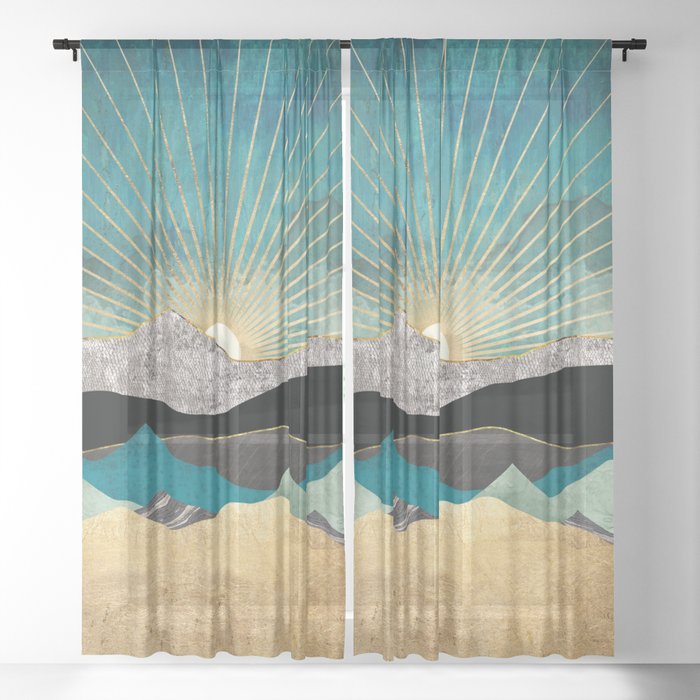 Peacock Vista Sheer Curtain By Spacefrogdesigns Society6