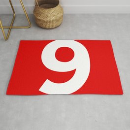 Number 9 (White & Red) Area & Throw Rug