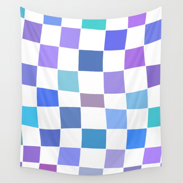 Blue Check Wall Tapestry