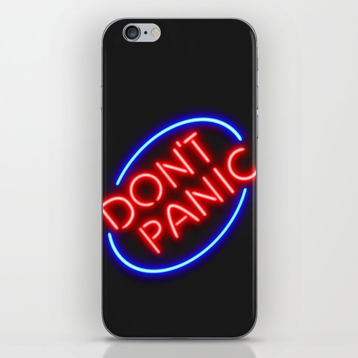 Hitchhiker's Guide - "Don't Panic" Neon Sign iPhone Skin