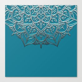 Silver & Teal Mandala Canvas Print