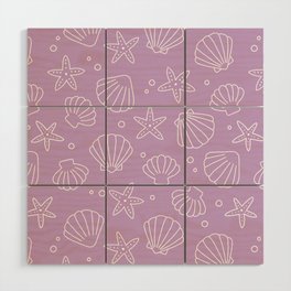 Seashell Pattern (white/lavender) Wood Wall Art