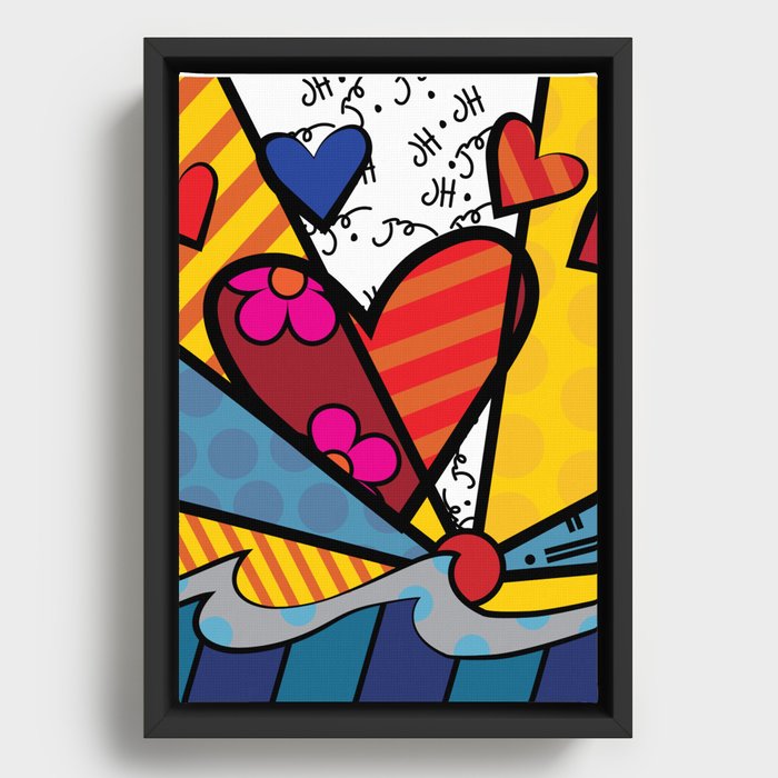 Pop Art Hearts Framed Canvas