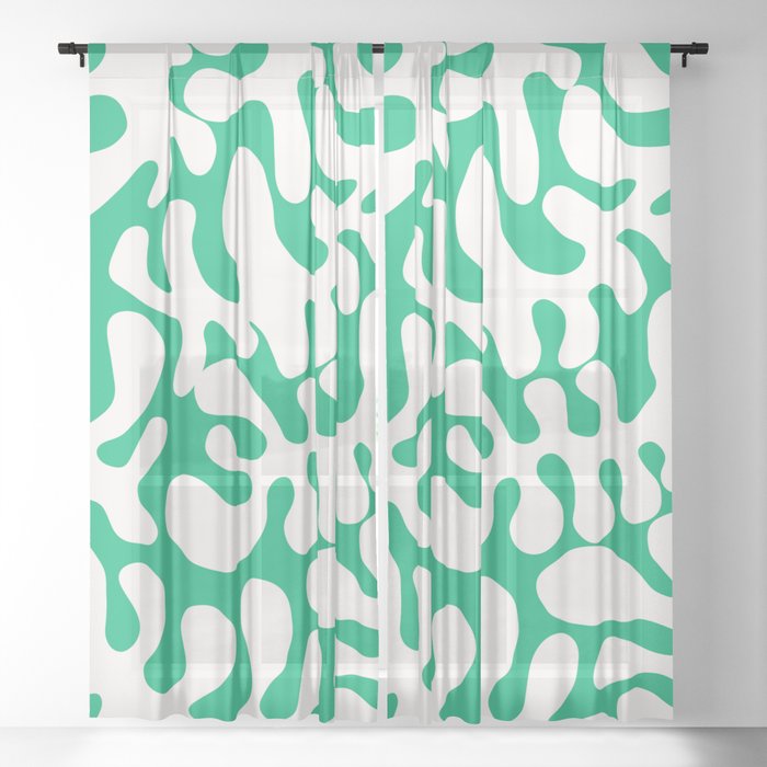 White Matisse cut outs seaweed pattern 20 Sheer Curtain