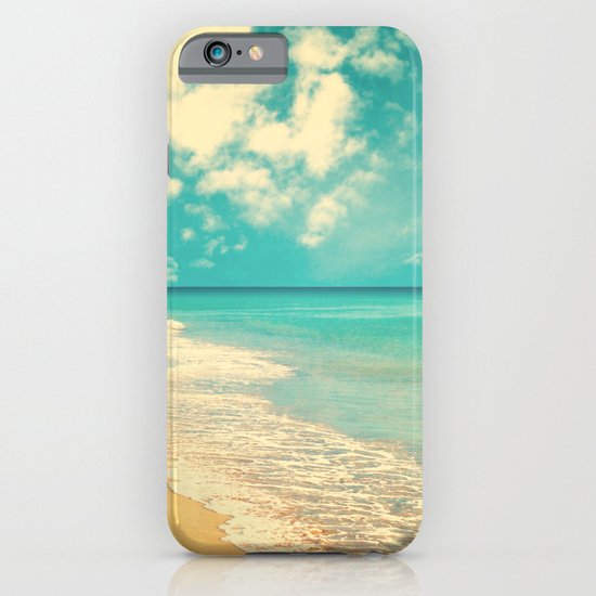 Waves of the sea (retro beach and blue sky) iPhone & iPod Case