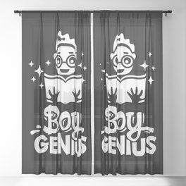 Boy Genius Back To School Kids Cute Quote Sheer Curtain