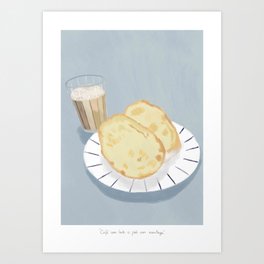 Café com leite e pão com manteiga  Art Print