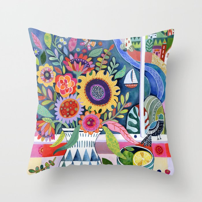 Bouquet by the Bay Throw Pillow