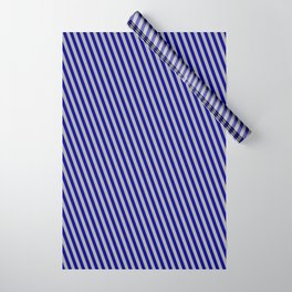 [ Thumbnail: Dark Blue & Dark Gray Colored Striped Pattern Wrapping Paper ]