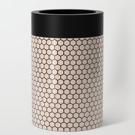 Rose Gold Black Honeycomb Pattern Can Cooler