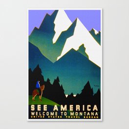 See America Montana - Retro Travel Poster Canvas Print