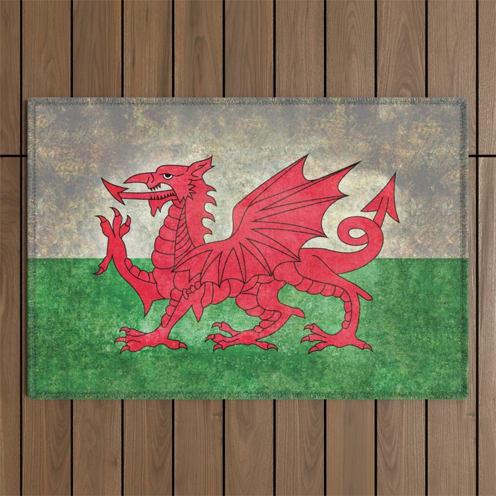 Grungy Welsh Flag of Wales Outdoor Rug
