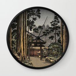 Tsuchiya Koitsu - Nikko Futarasan Temple - Japanese Vintage Woodblock Painting Wall Clock