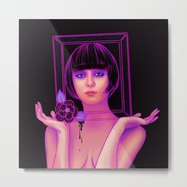 Framed Flapper Metal Print | Digital, Trippy, Popart, Painting, Popsurrealism, Purple, Fashion, Hair, Portraiture, Surrealism 