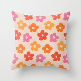 Retro 60s 70s Flowers Pattern #pattern #vintage Throw Pillow