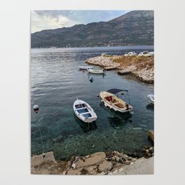 Boats in a bay, Korcula Poster