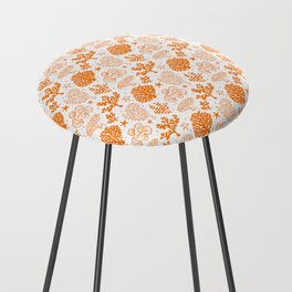 Orange Coral Silhouette Pattern Counter Stool