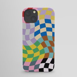 colorful wavy checkerboard iPhone Case