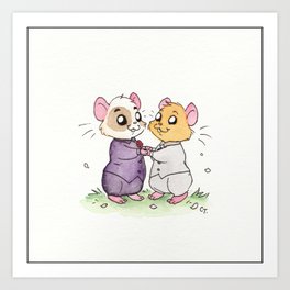 Wedding Hamsters lll Art Print | Painting, Love, Illustration, Animal 