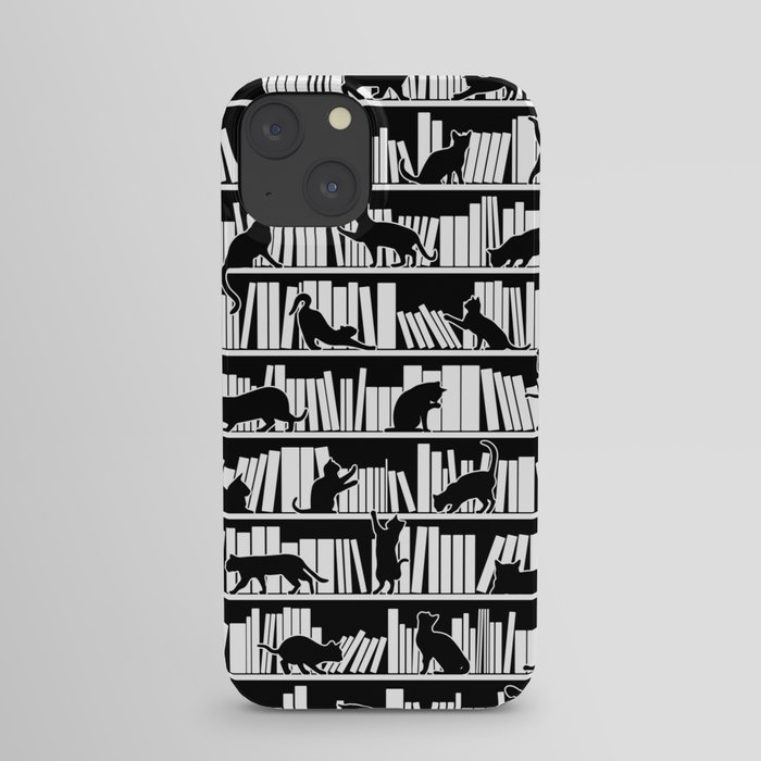All I Need Is Books & Cats Bookish Book & Cat Lover Pattern iPhone Case