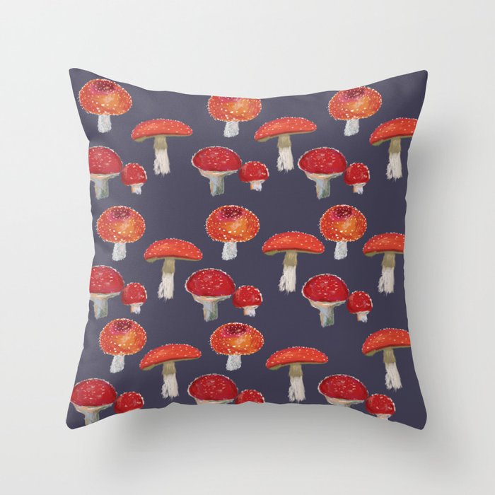 Amanita The Red Mushroom  Throw Pillow