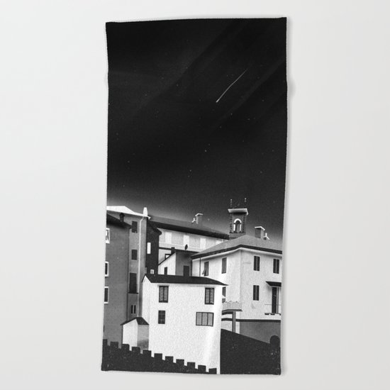 Castles at Night (B&W) Beach Towel