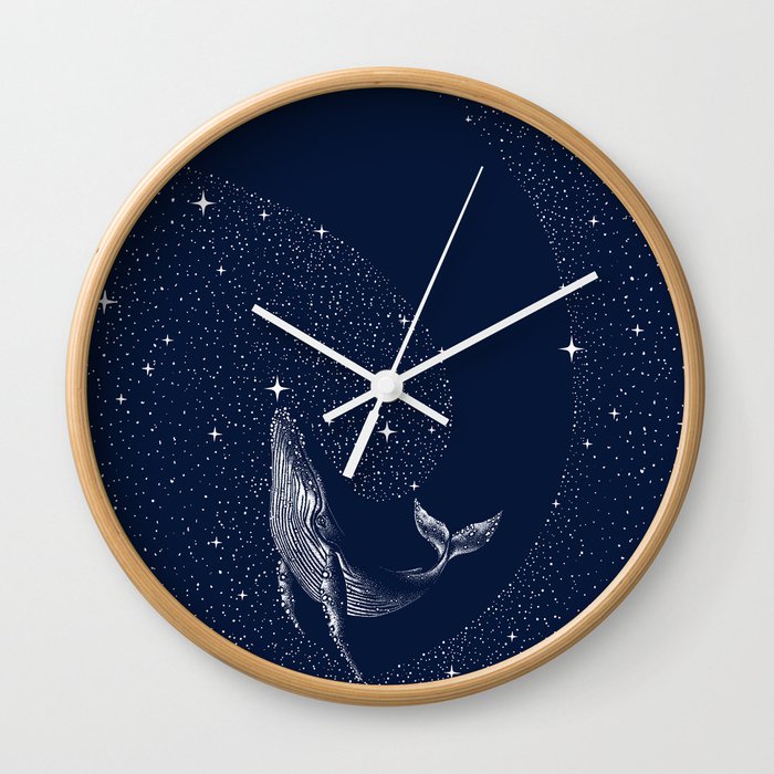 starry whale Wall Clock
