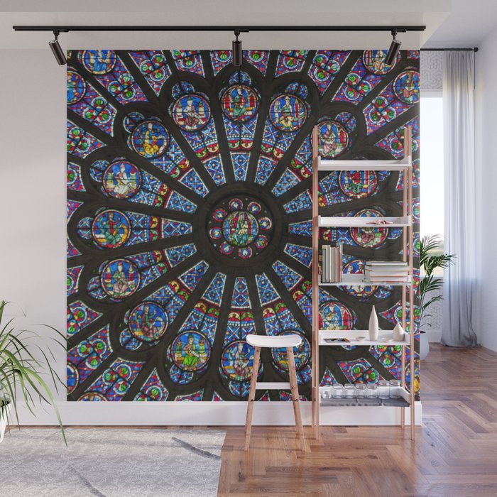 Stained Glass Notre Dame Cathedral Paris France Wall Mural By Nexart Society6 - Notre Dame Cathedral Wall Art