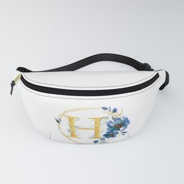 Letter H Golden With Watercolor Flowers Initial Monogram Fanny Pack
