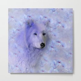 WOLF BLUE LILAC PURPLE FLOWER SPARKLE Metal Print | Wolves, Canine, Ultraviolet, Blue, Pastel, Painting, Saundramylesart, Wolf, Abstractwolf, Abstractanimal 