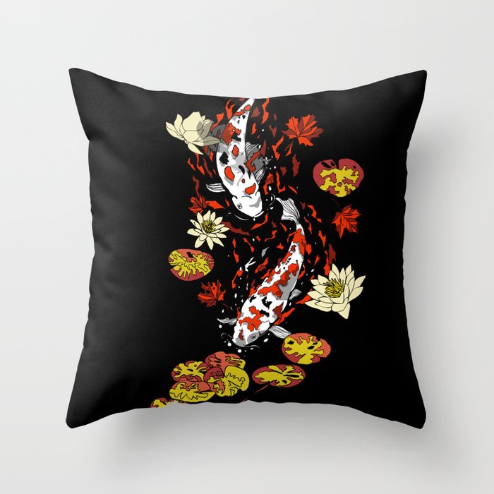 FALLING FISHES Throw Pillow