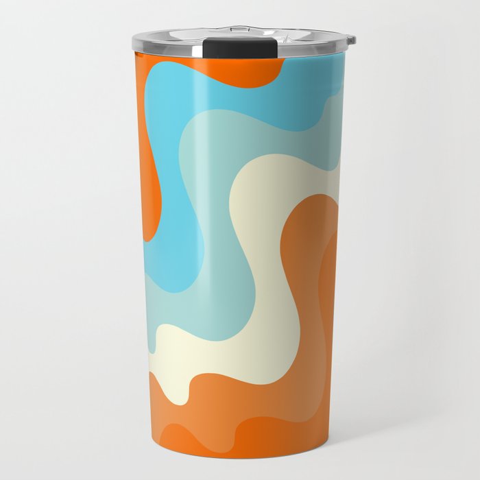 Vintage Summer Palette Mid-Century Minimalist Waves Abstract Art Travel Mug