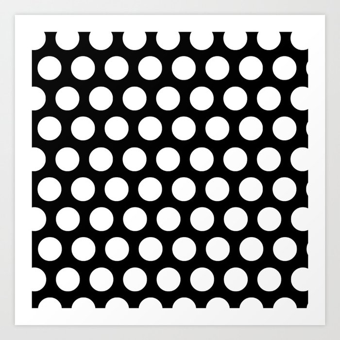 Black with White Polka Dots Art Print