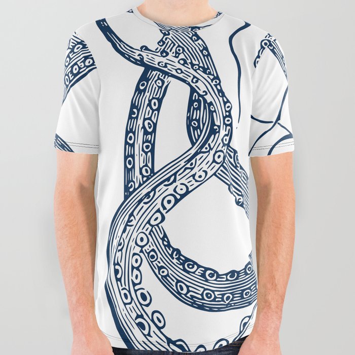 Octopus Navy All Over Graphic Tee