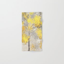Abstract Yellow and Gray Trees Hand & Bath Towel